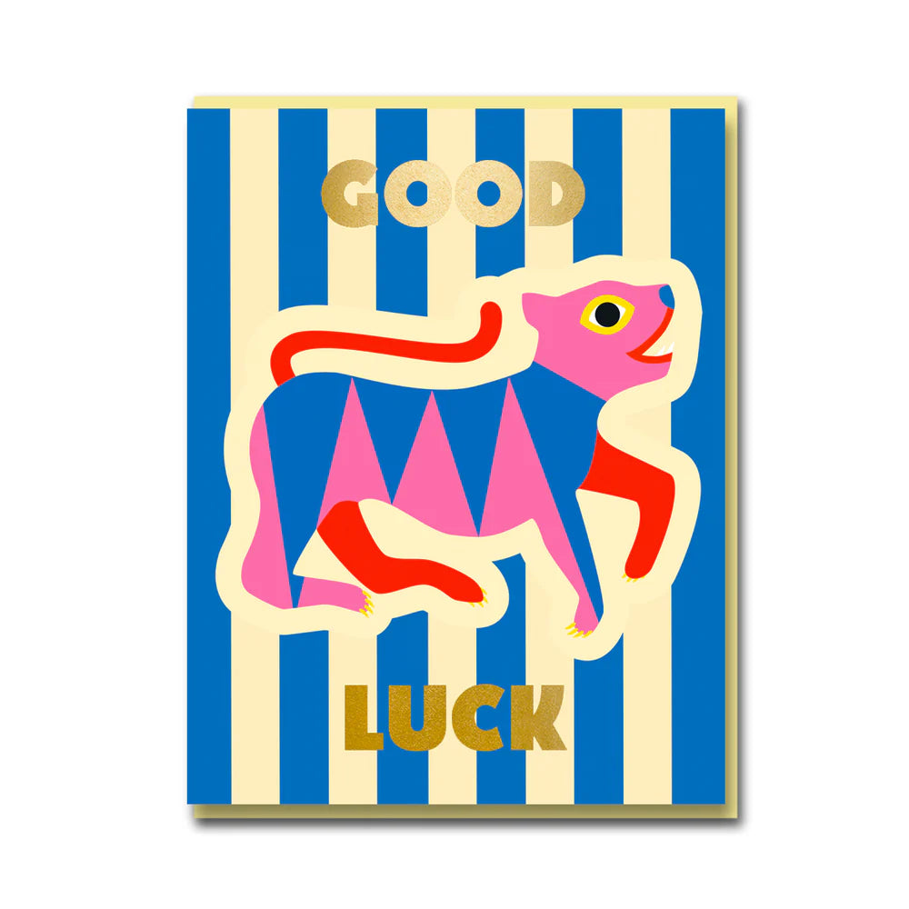 Good Luck Tiger Greeting Card with Gold Foiling by Bureau Alice