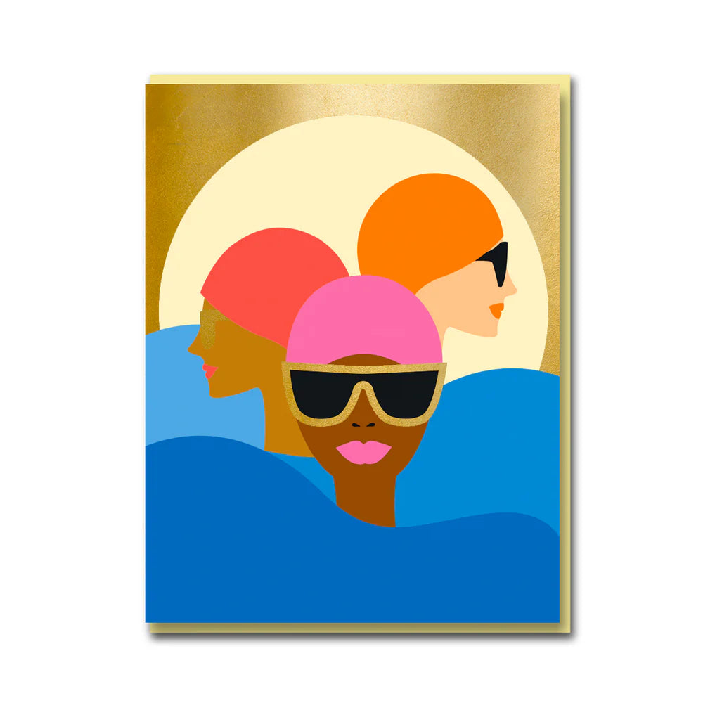Swimmers Greeting Card with Gold Foiling by Bureau Alice