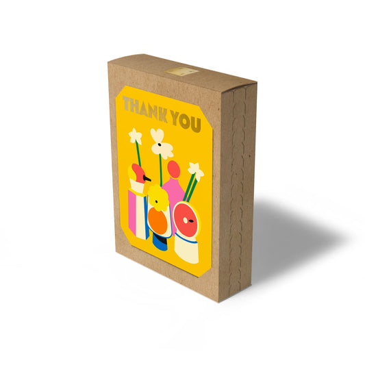 Send someone a big Thank You with this set of 8 illustrated Thank you cards, showcasing Bureau Alice's fun take on still life with these colourful cards.



Size: 108mm x 140mm
Envelope: Cream
Litho Printed
Gold foiling detail
One Design