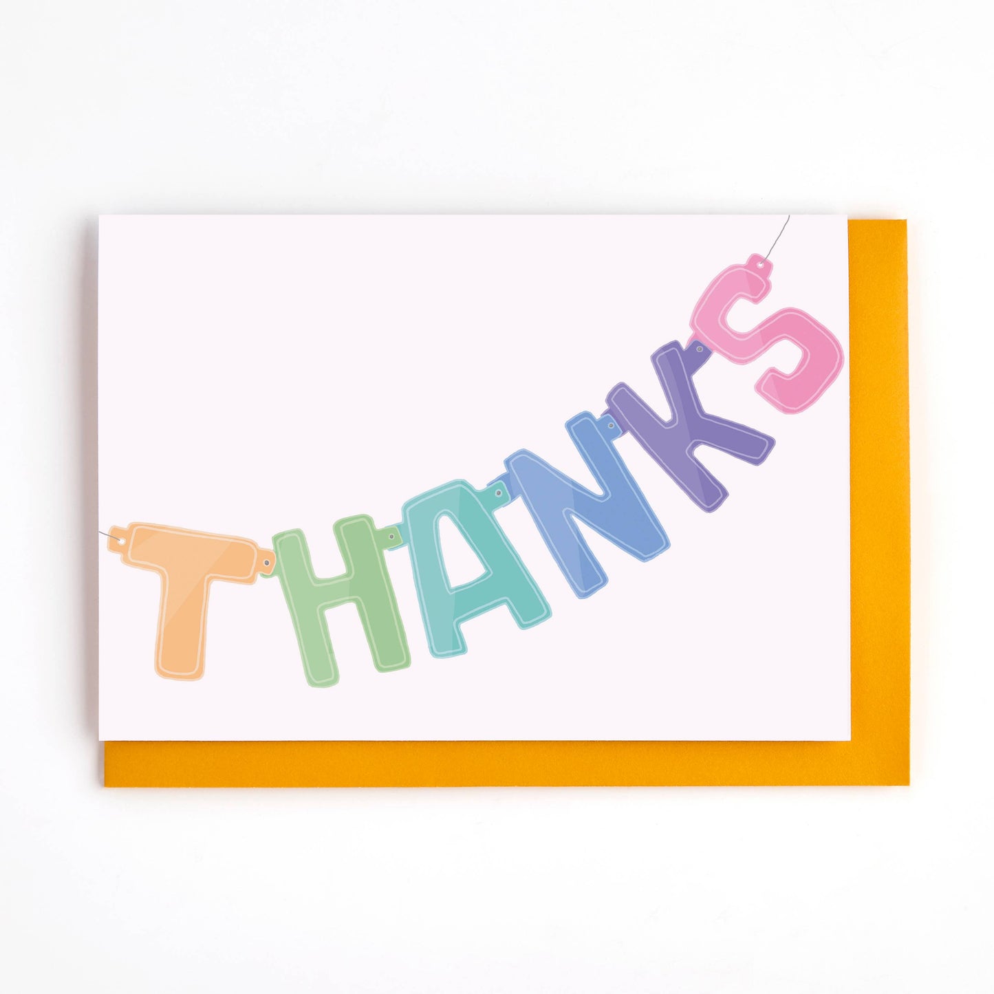 Hand-drawn Bunting Thanks greeting card with pastel banner illustration
