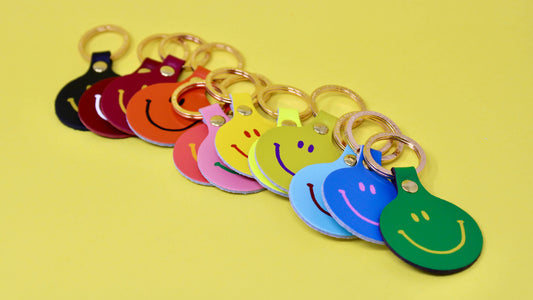 Feeling Lush Smiley Key Ring – Genuine Leather, British Made