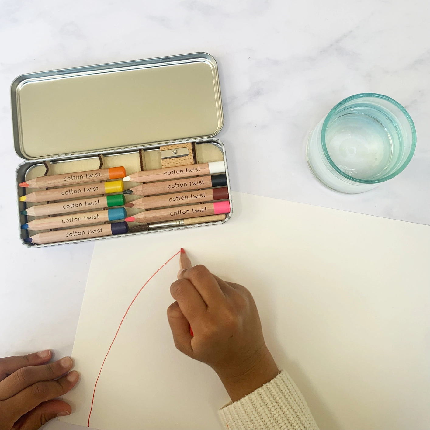 Assortment of sustainably sourced Cotton Twist jumbo watercolour pencils.