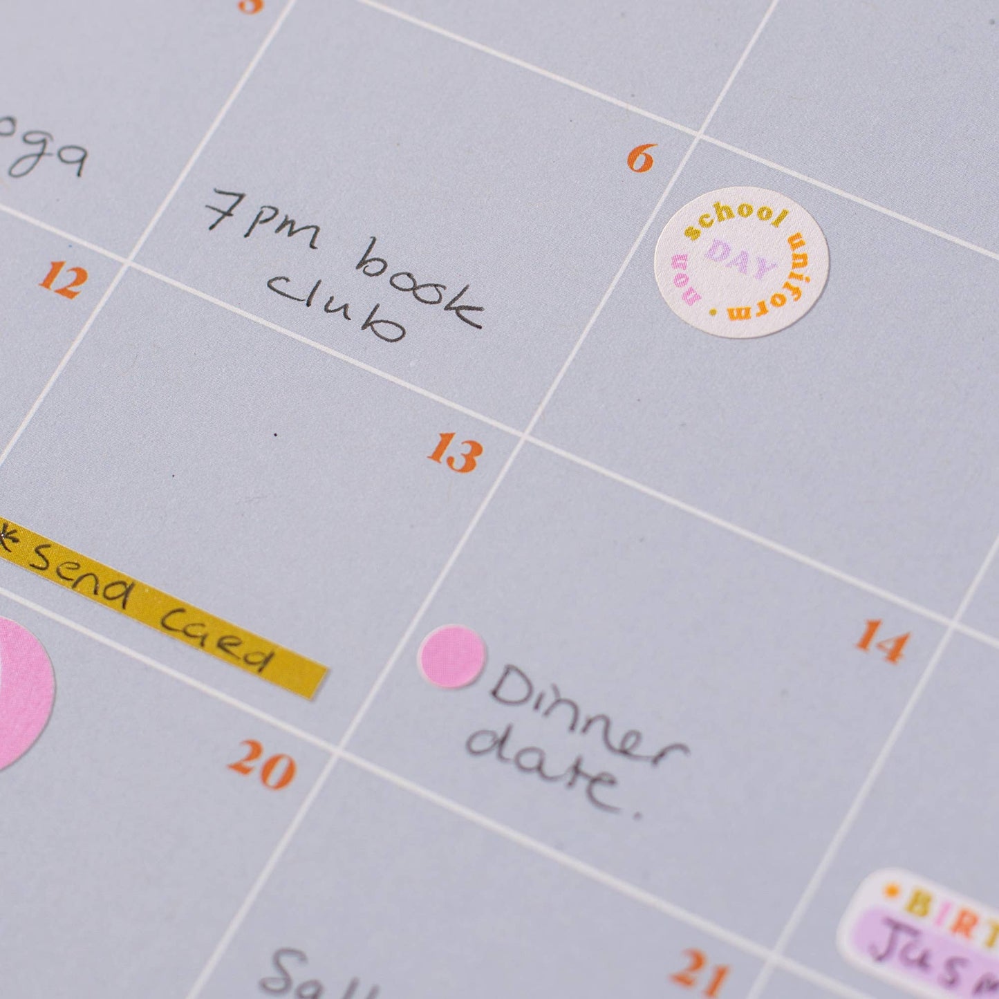 Family Calendar Stickers | Recycled Paper Stickers