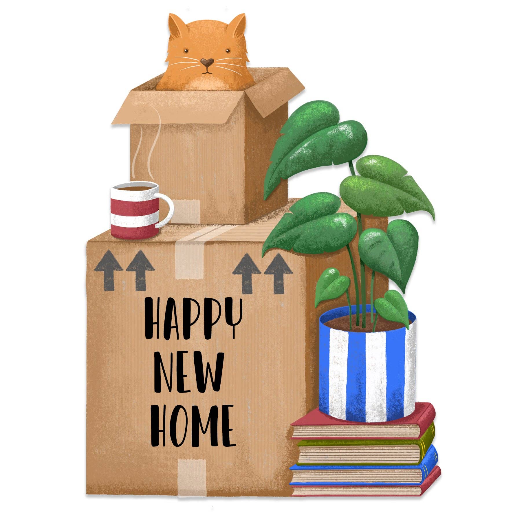 Cute New Home Die Cut Greeting Card by Neon Magpie