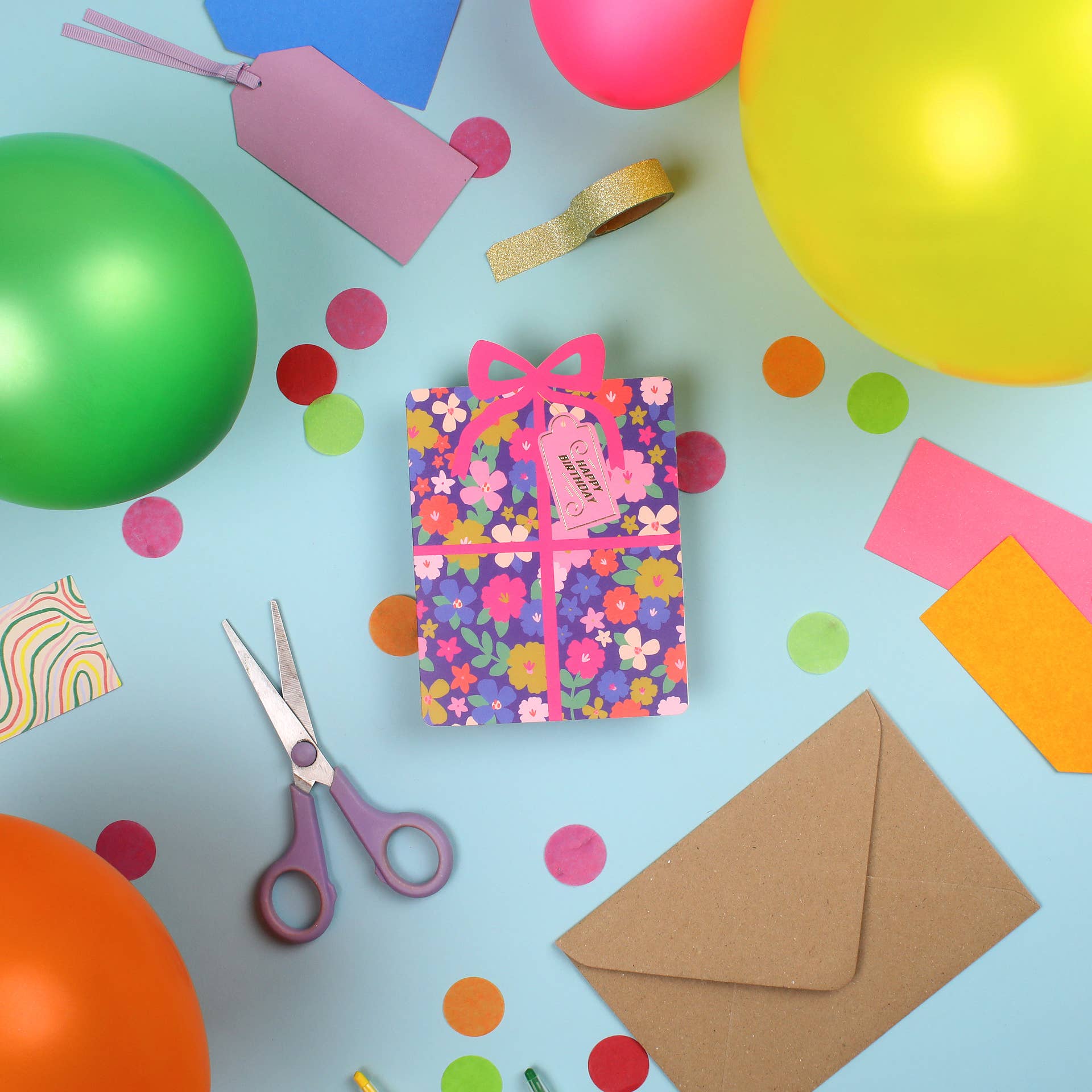 Eco-friendly floral birthday card by Mifkins, present design