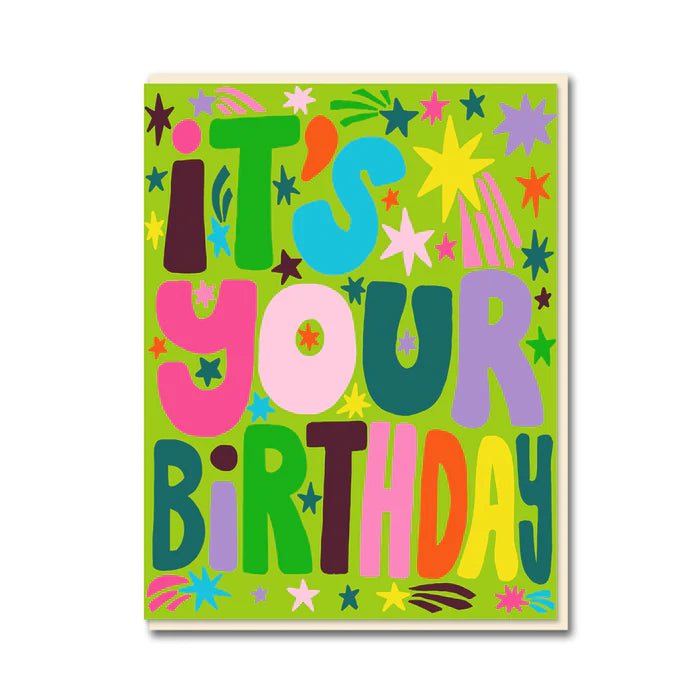 Vibrant Jordan Sondler It's Your Birthday greeting card with colourful fluoro inks