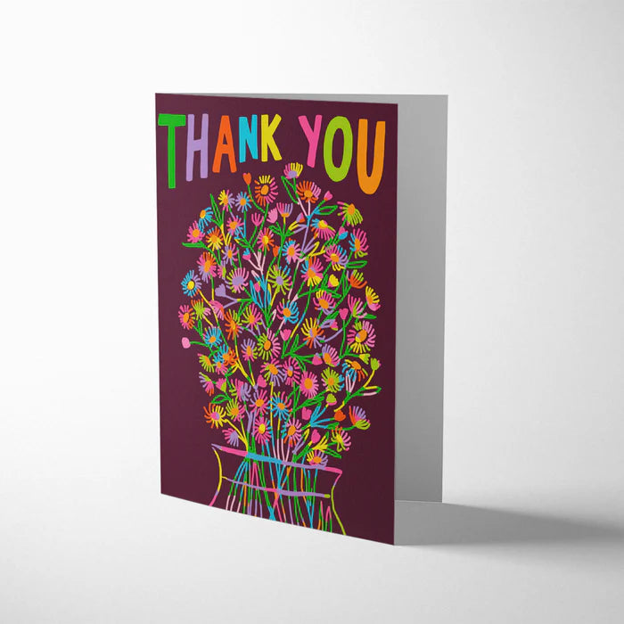 Close up of the Jordan Sondler Thank You Flowers Greeting Card