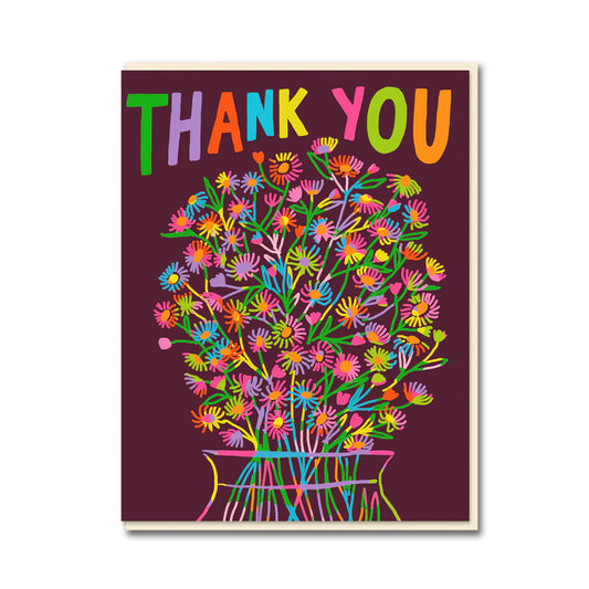 Jordan Sondler Thank You Flowers Greeting Card featuring a vibrant floral illustration