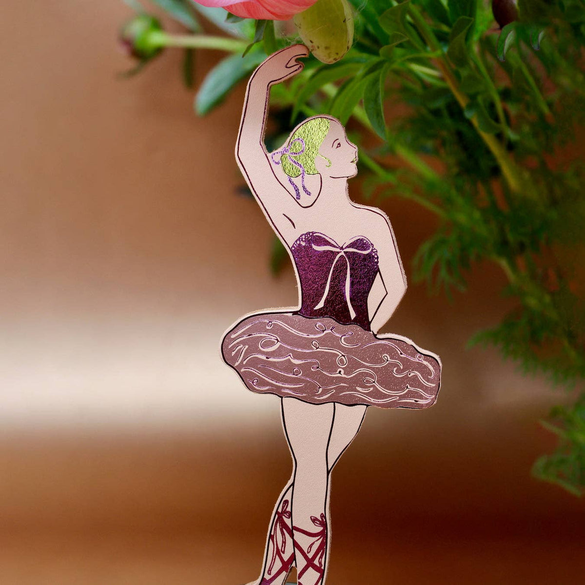 Full length 20cm ballerina genuine leather bookmark