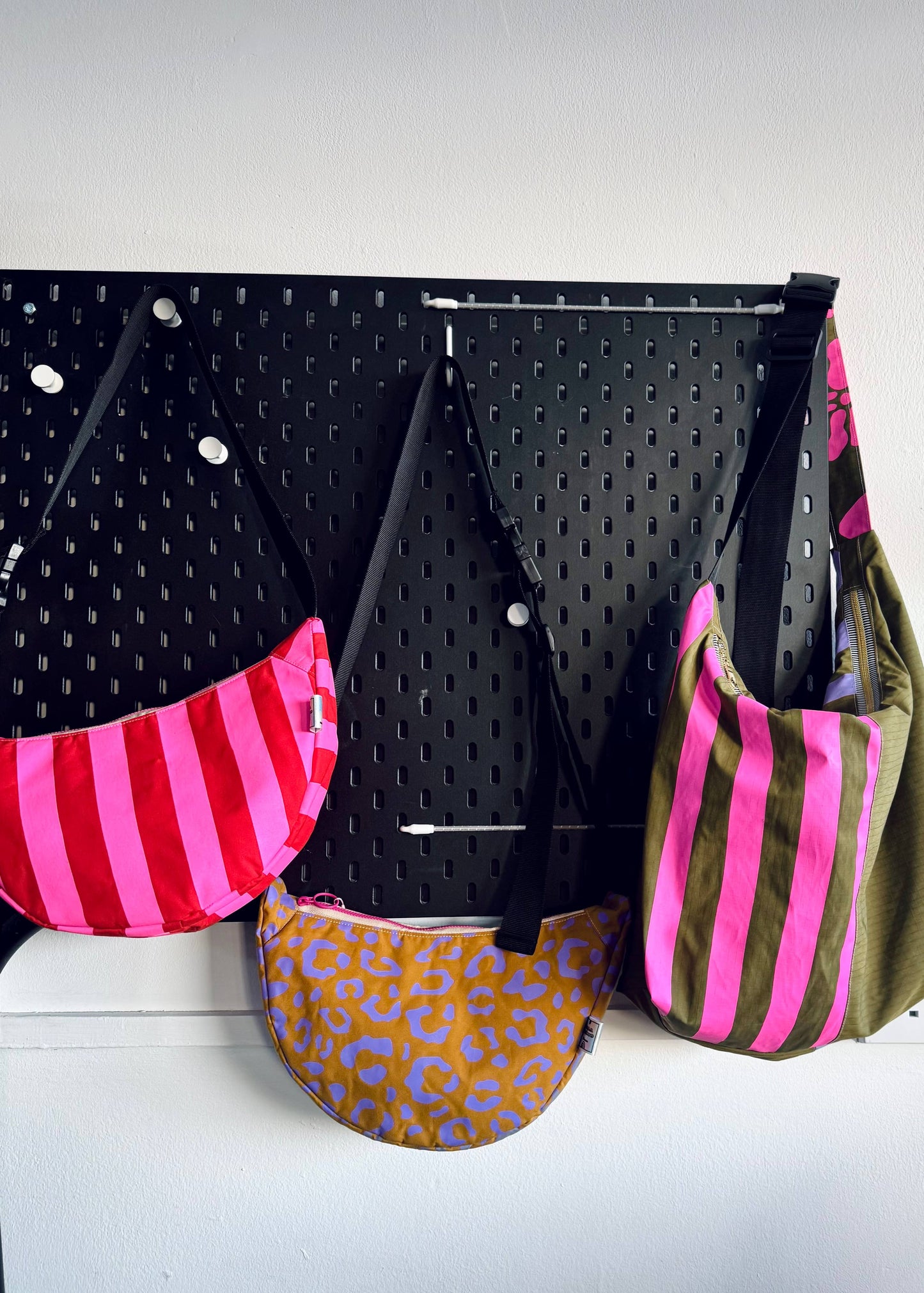 Yolla Studio Versatile Bag, Khaki Pink & Lilac Stripe, back