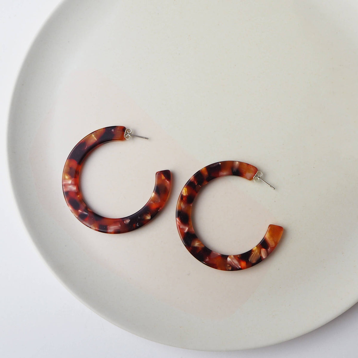 Rosa Tortoiseshell Large Statement Acetate Hoop Earrings on branded card
