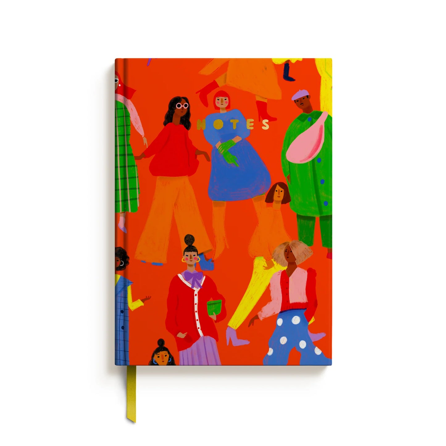 A playful tone meets practical design in this Carolyn Suzuki Notebook: a case bound, lay-flat binding notebook with 144 lined pages, luxurious 120gsm off white paper, a laminated cover, and a matching ribbon bookmark.
