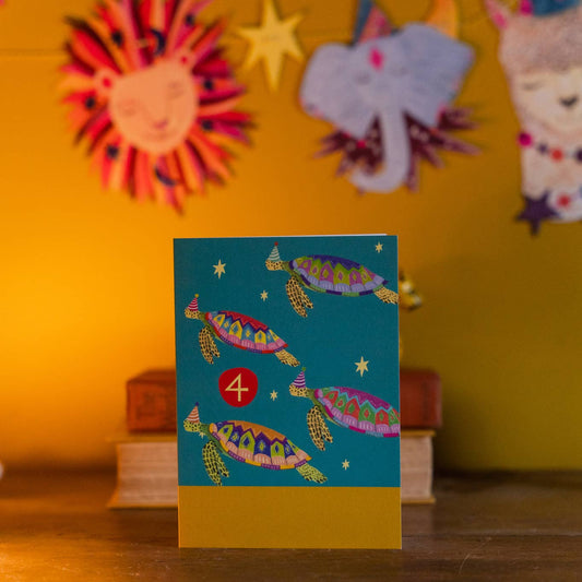 Eco-friendly Age 4 Birthday Card with Recycled Kraft Envelope