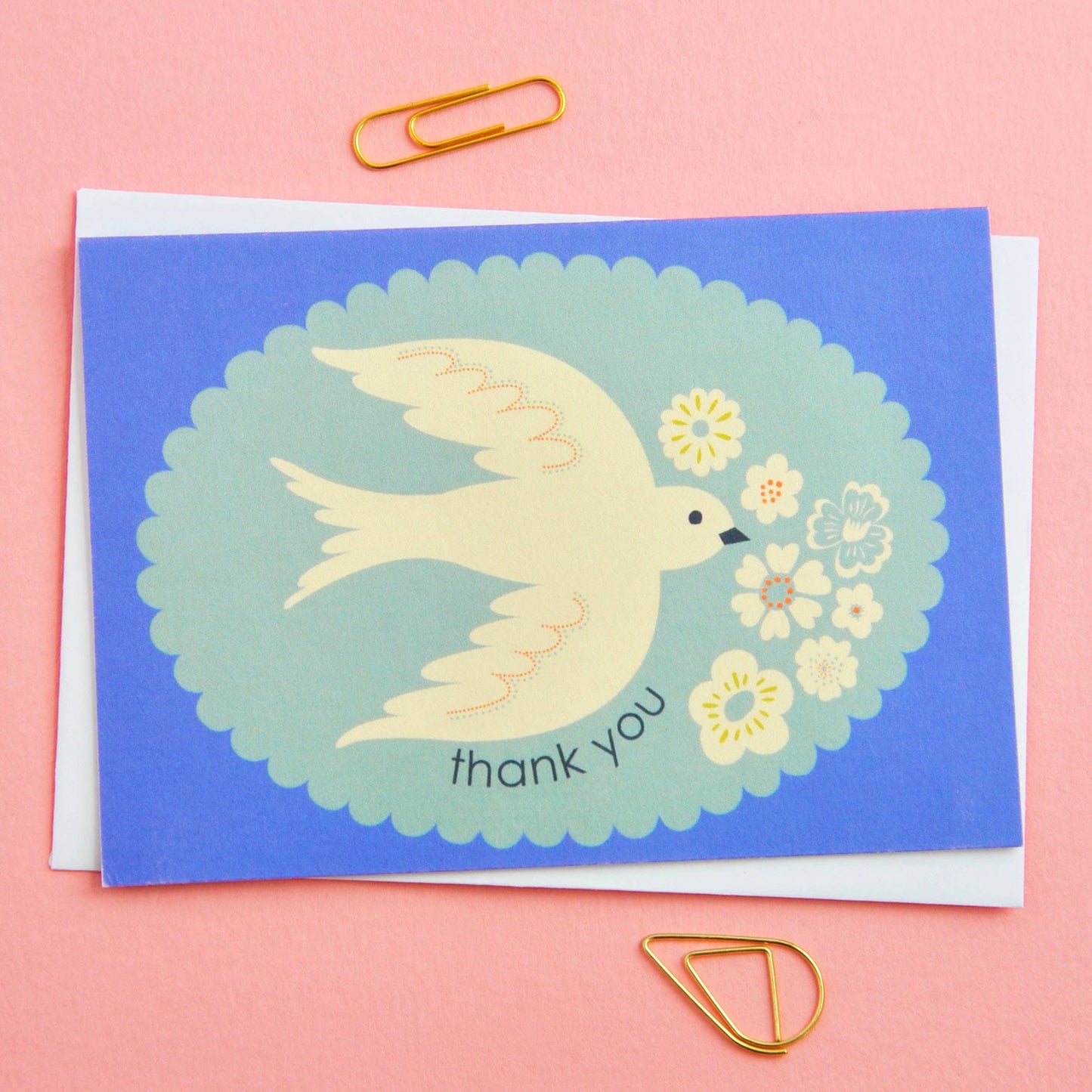 Birds & Borders Thank You Notecard Set, sustainable UK printed stationery