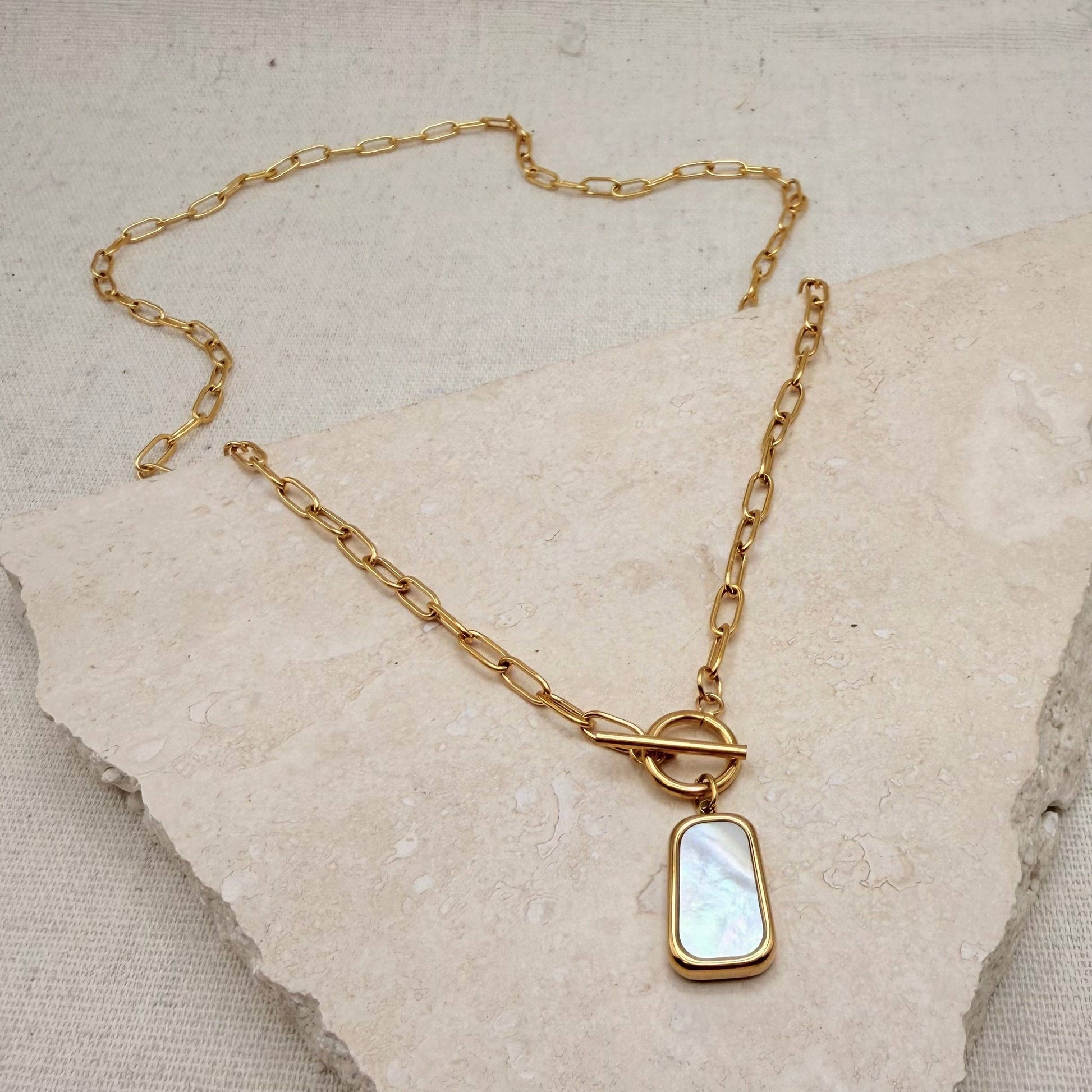 Everyday Mother of Pearl Necklace with T-bar fastening