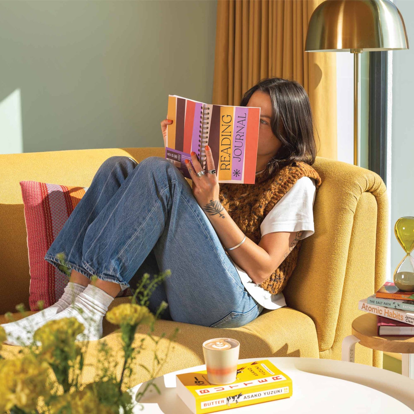 A5 Book Nook Reading Journal, closed, showing colourful hardcover design