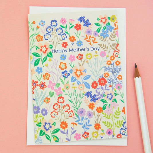 Pretty Floral Happy Mother's Day Greetings Card with Meadow Design