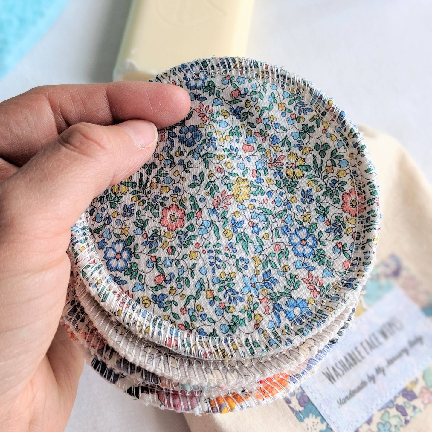 Liberty print face wipes in a tin