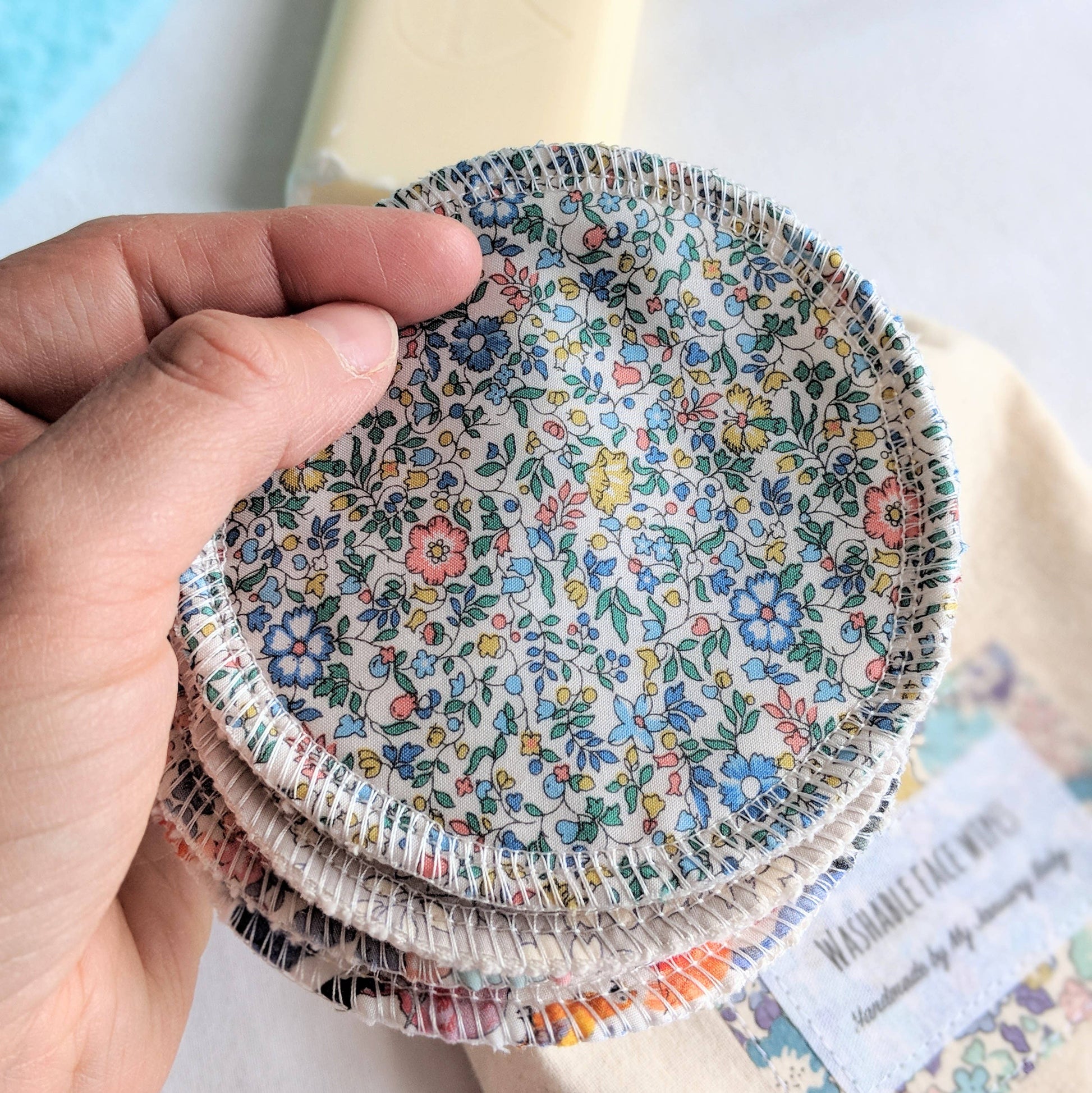 Liberty print face wipes in a tin