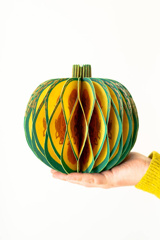 Recycled cotton paper gourd honeycomb decoration with cotton hanging loop, eco-friendly ornament.