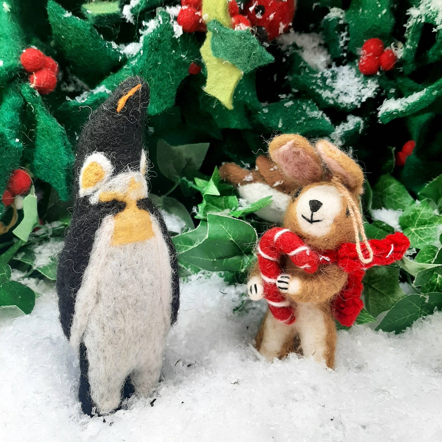 Fairtrade Cinnamon Rabbit felt decoration, plastic-free for eco-conscious holidays.