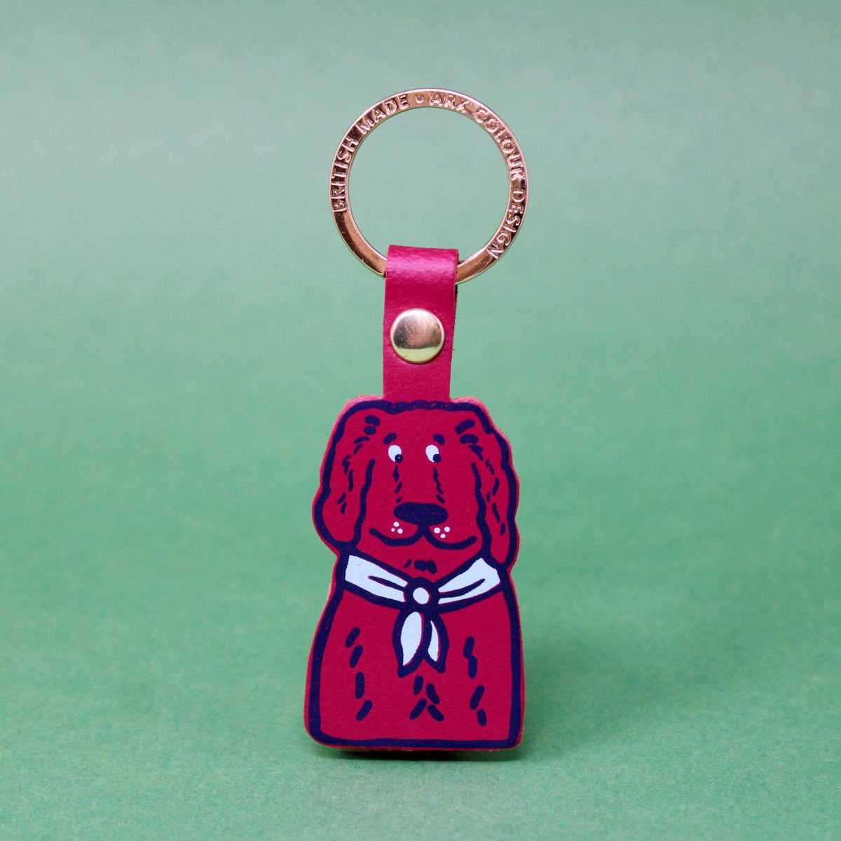 Spaniel Leather Key Ring close up view