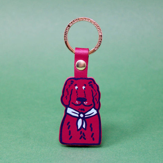 Spaniel Leather Key Ring close up view