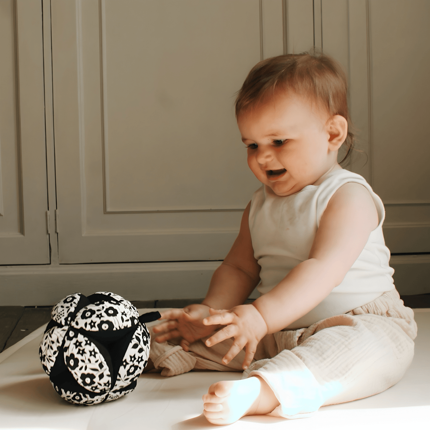 Close up of the sustainable organic cotton sensory ball