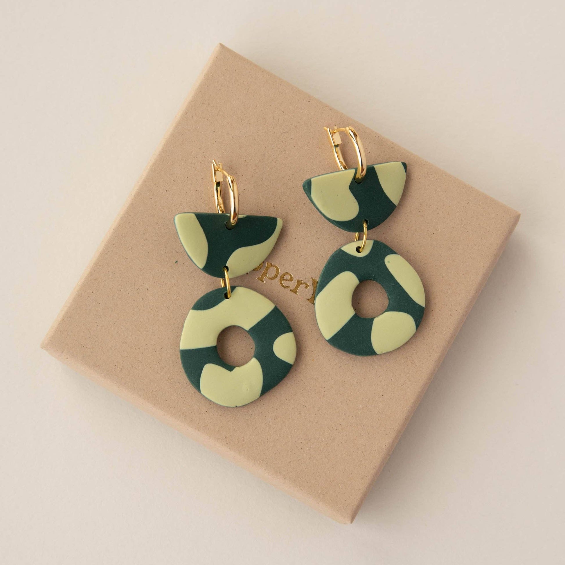Handcrafted lightweight clay earrings in eco gift box