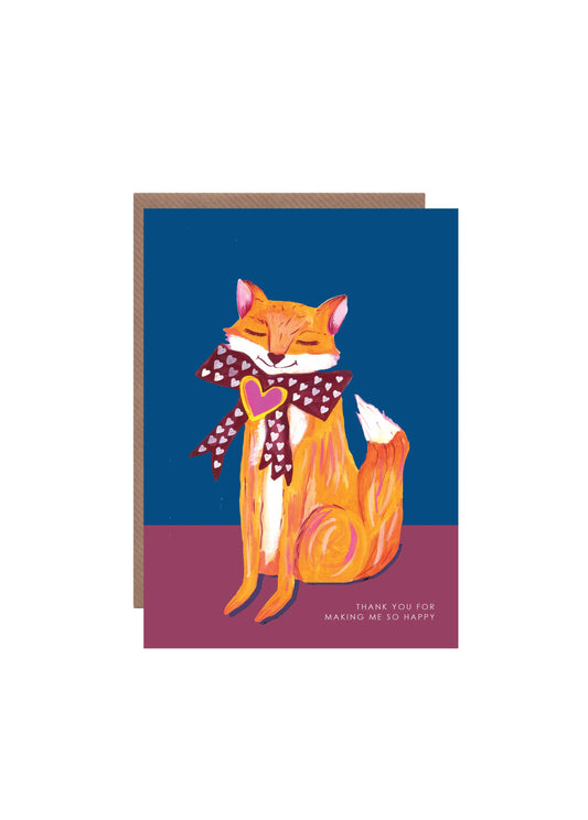 'Fox with Heart Bow' Greetings Card 