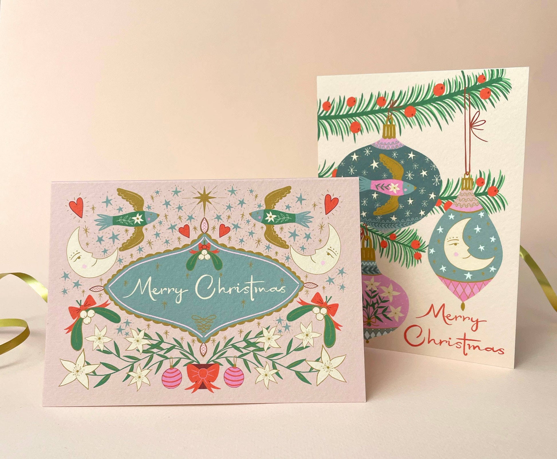 Eco-friendly A6 Christmas card printed on textured sustainably sourced paper