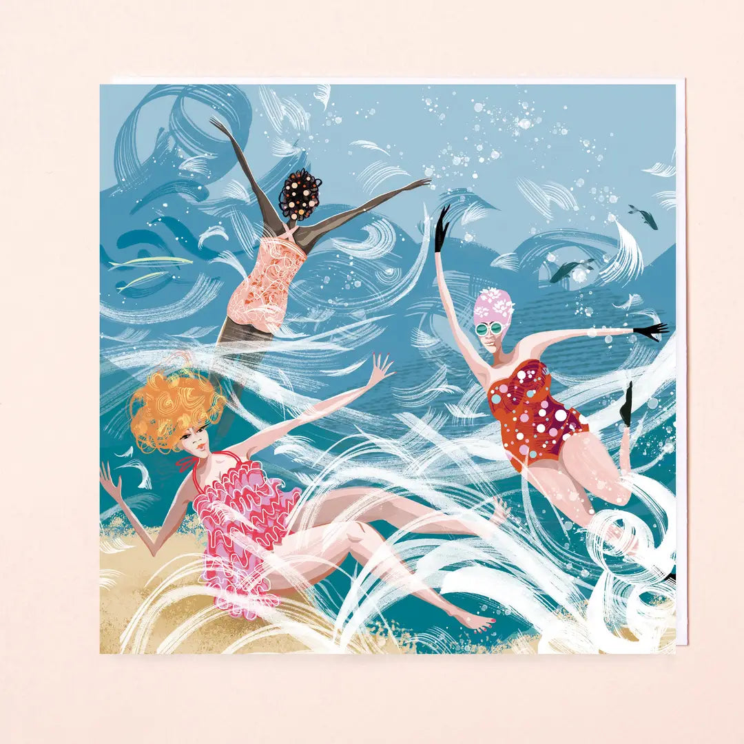Sustainably sourced wild swimming greeting card with envelope