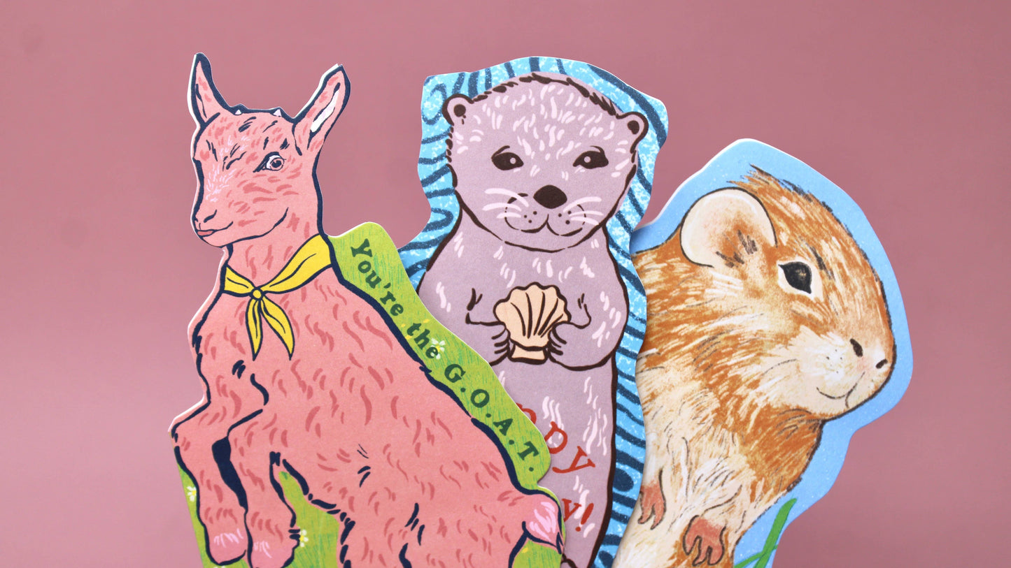 GOAT greetings card and recycled paper envelope set