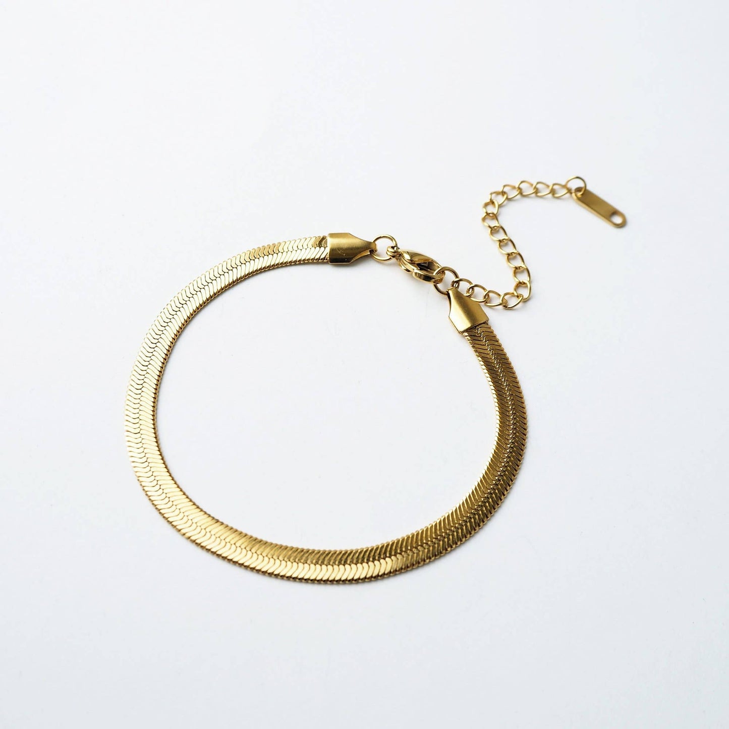 Sustainably packaged gold herringbone bracelet gift box