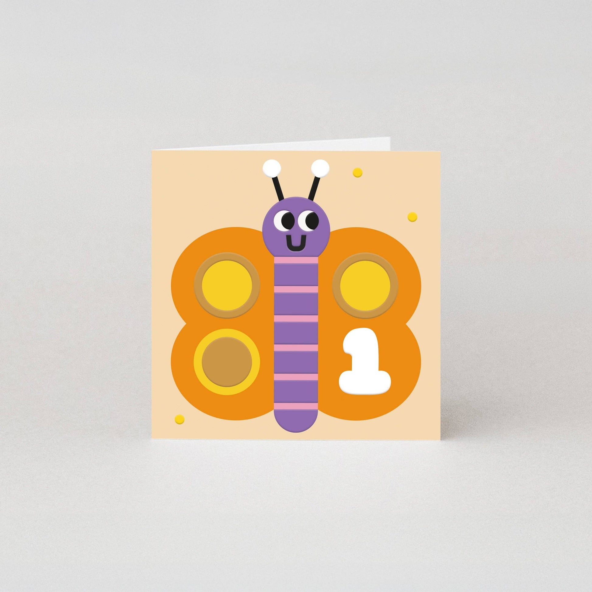 Embossed butterfly 1st birthday card with matte finish, nature-inspired design, vegan and plastic-free materials, UK-made for sustainable gifting.
