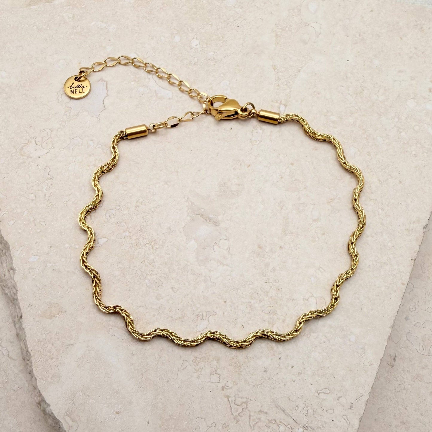 Everyday Gold Wavy Bracelet worn on wrist