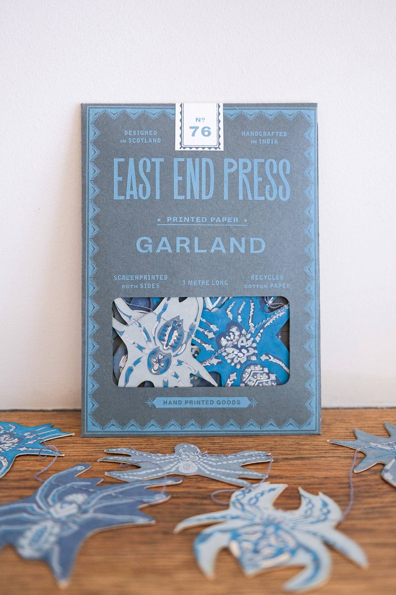 Hand-sewn recycled Halloween garland with 20 spooky screen-printed spiders