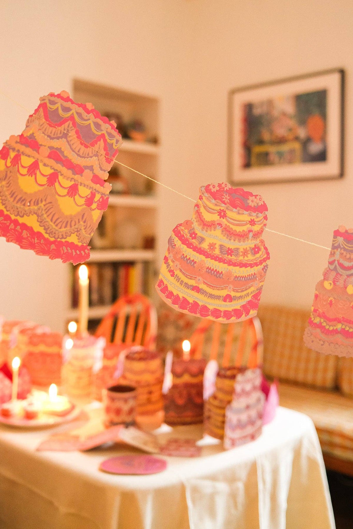Whimsical cake design handmade party garland
