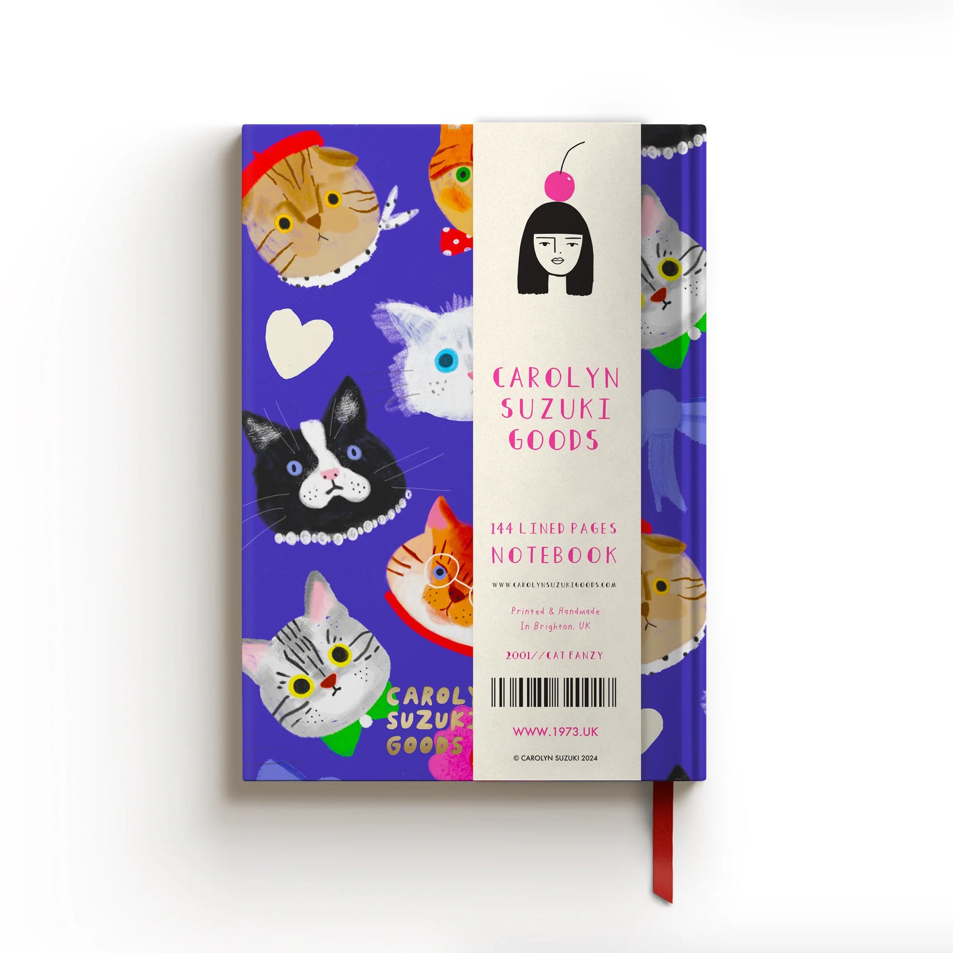 A5 Cat Fancy Lined Notebook featuring cat characters in berets and bow ties