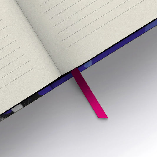 Interior view of the lined pages in the Carolyn Suzuki cat notebook