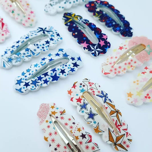 Liberty of London Adelajda fabric hair clips in six colourways by The Blossom Tree House