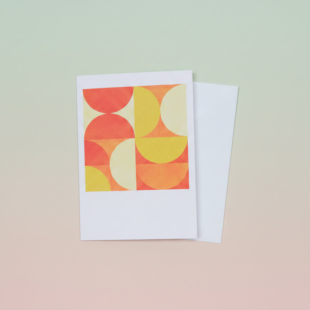 Tangerine Dream bright abstract orange greeting card by Kate Bowe