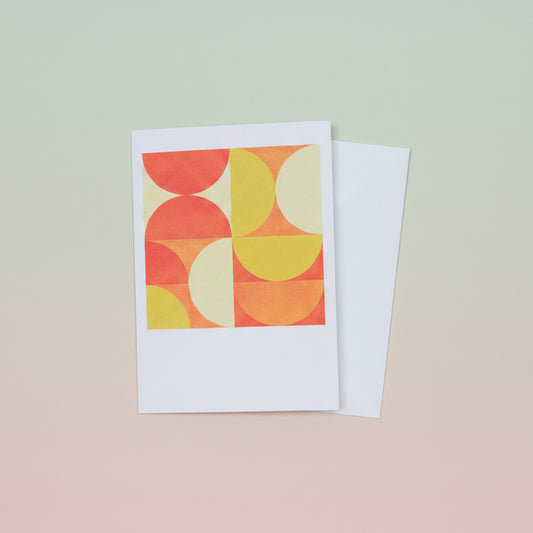 Tangerine Dream bright abstract orange greeting card by Kate Bowe