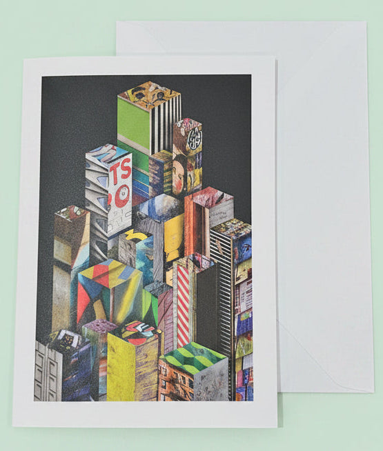 Manhattan 50 Abstract City greeting card by Kate Bowe