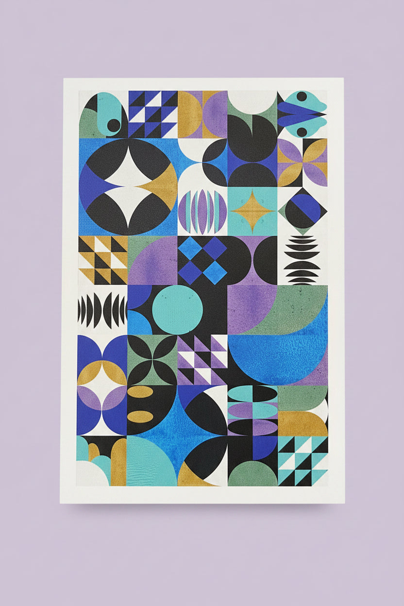 Cornucopia II abstract blue shapes greeting card by Kate Bowe