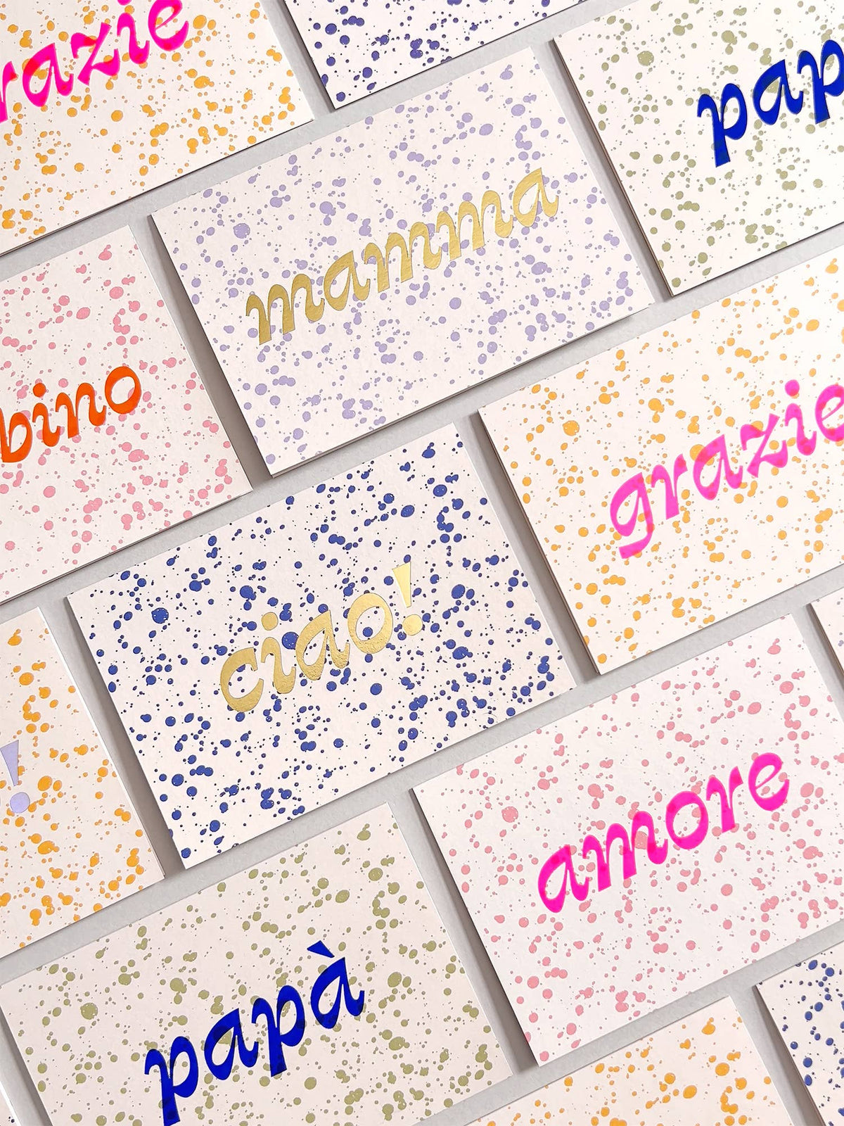 Close-up of Hot Foil Detail on Mamma Greeting Card
