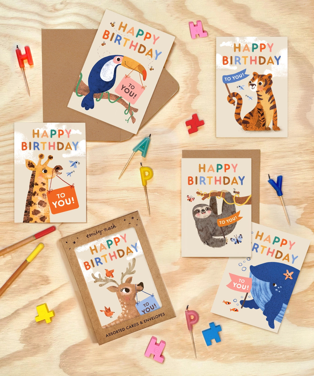 Little Menagerie Birthday Cards Multipack X 6 Kids Cards