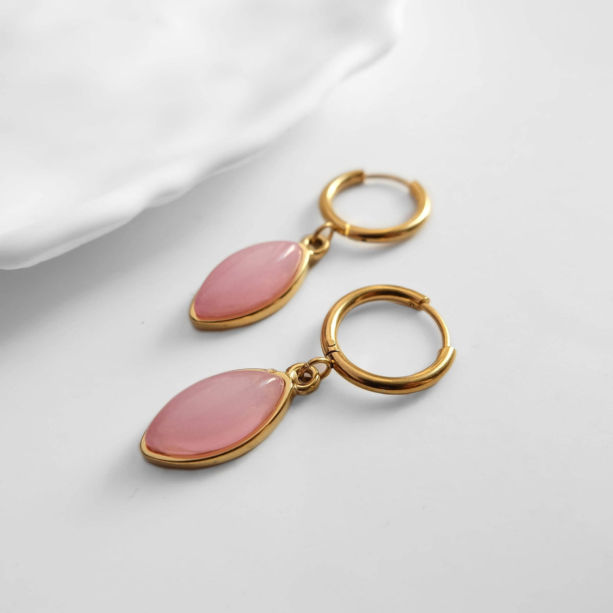 Gemstone Dangle Hoop Earrings in Gold