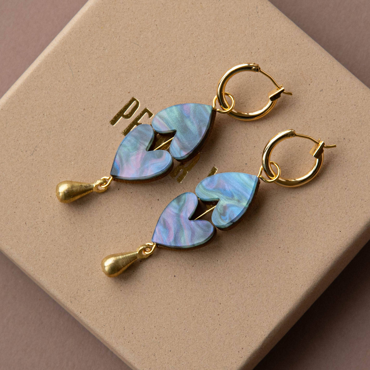 Nickel-free gold plated brass heart earrings