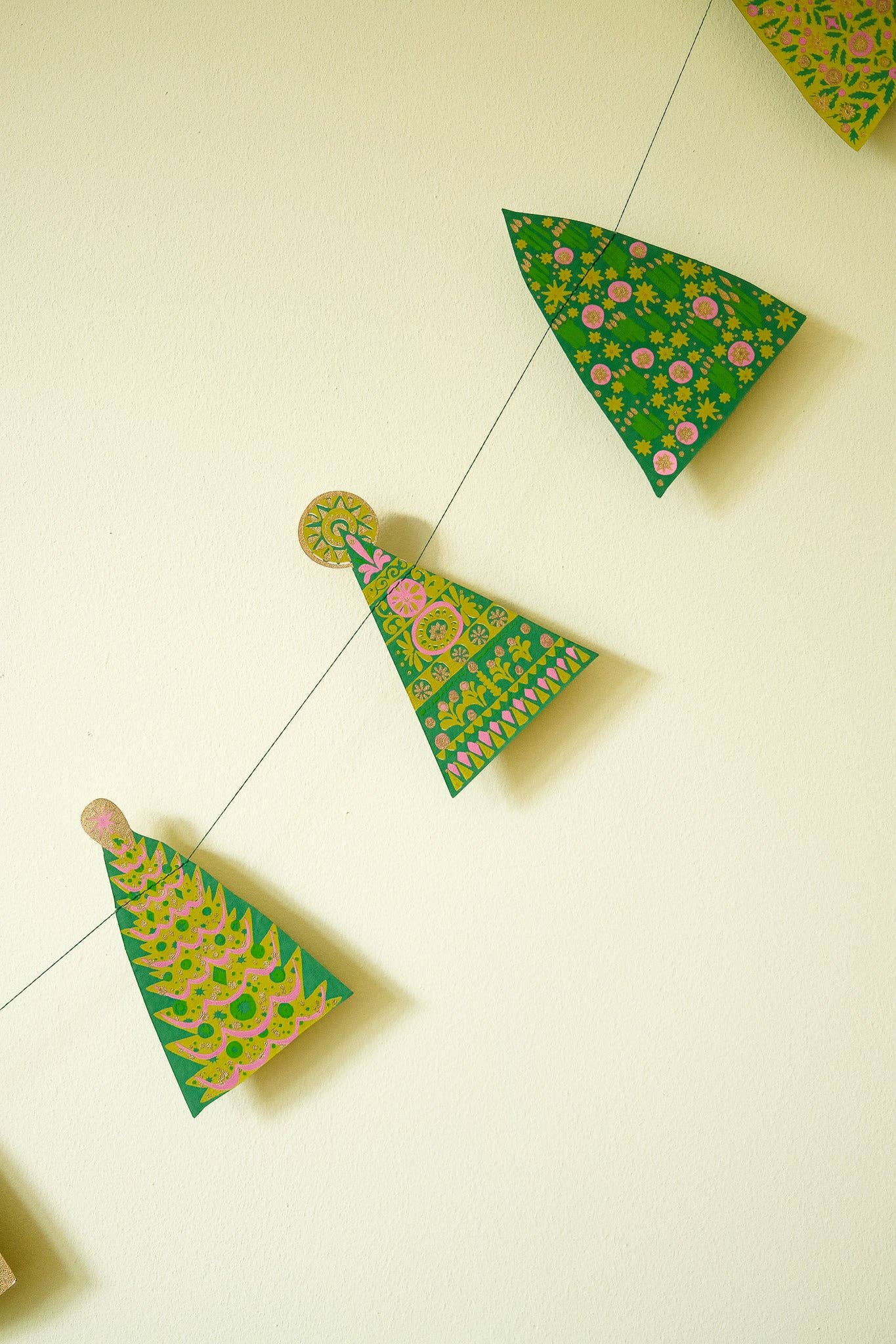 Recycled fabric garland, inspired by midcentury trees